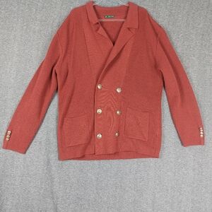 JACQUES DAVID MENS BRICK RED BROWN DOUBLE BREASTED BUTTON FRONT CARDIGAN XXL